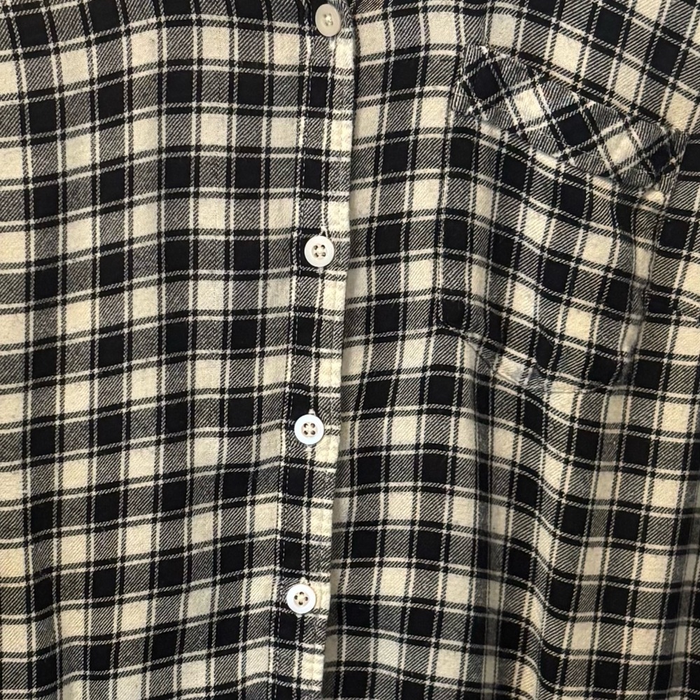 Lucky Brand Black and White Checkered Flannel Button-Down Shirt - Picture 5 of 9